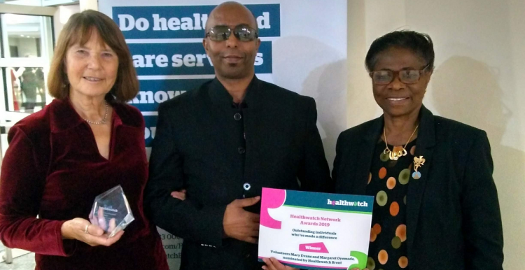 three members of the Healthwatch Brent team stood together